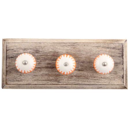 Amber Chakra Ceramic Wooden Hooks